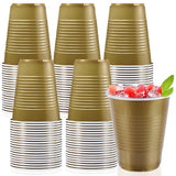 Xvvirnt 100 Pack Gold Plastic Cups, 18 oz Gold Graduation Cup,Plastic Party Cups,Disposable Cup for Party Wedding Birthday Graduation Family