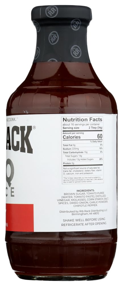 Rib Rack Hot Cayenne BBQ Sauce, 19 Ounce (Pack of 6)