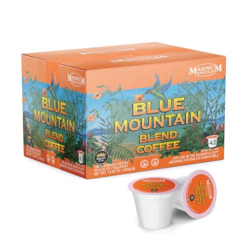 Magnum Exotics Coffee, Blue Mountain Blend - Light-Medium Roast, Ground Coffee Pods, Single Serve, Made With 100% Arabica Beans, Freshly Roasted, Mild