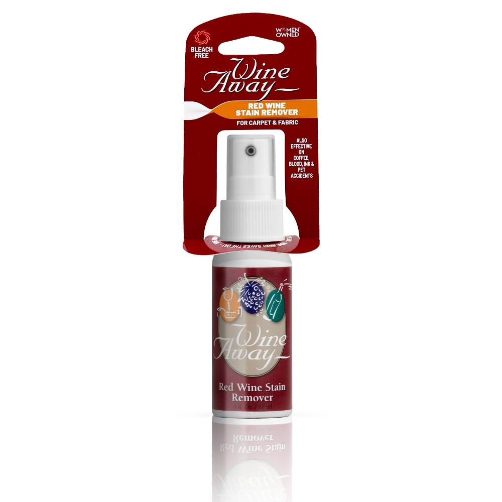 Wine Away Red Wine Stain Remover, 2oz with Header Card - Perfect Fabric, Upholstery and Carpet Cleaner Spray Solution - Effectively Removes Blood