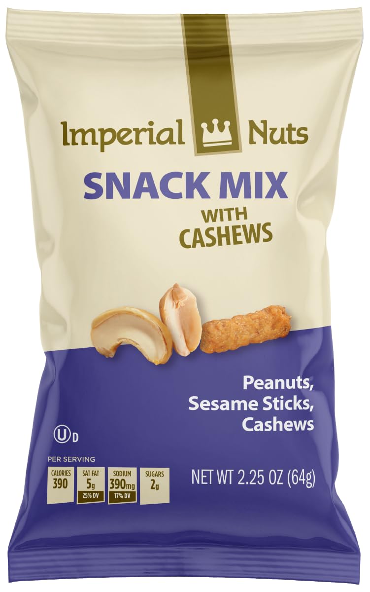 Snack Mix (18 Pack) - Sesame Sticks, Peanuts, Cashews, 2.25 oz - Crunchy, Savory, On-the-Go Snack - Back to School - Imperial Nuts