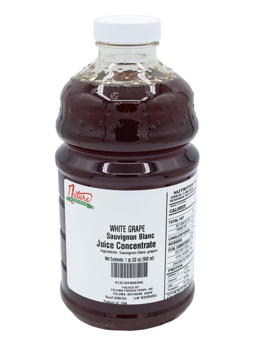 Nature Blessed 100% Pure Sauvignon Blanc White Grape Fruit Juice Concentrate - 1 Quart (1/32 fl oz bottle), Excellent for Home Brewers, Vintners