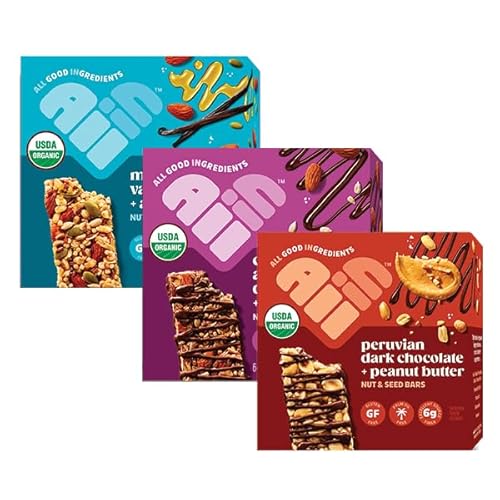 All In Snack Bars - Gluten Free - Organic - Non-GMO - Allergen Friendly (18 Pack, Vanilla, Peanut Butter, & Chocolate Sea Salt)