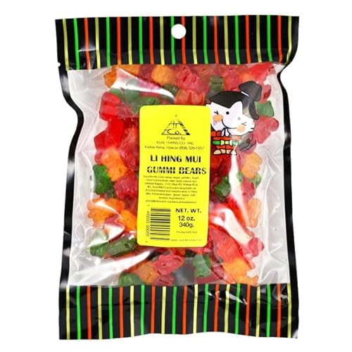 Asia Trans Gummy Bears with Li Hing Mui Plum Powder | Hawaiian Favorite | Sweet & Delicious Soft Gummy Candy (18 oz)