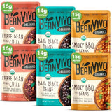 BeanVIVO - Variety 6 Pack (10 oz each) - Organic Baja Black Beans, Three Bean Vegan Chili, BBQ Pinto Beans - Seasoned & Ready to Eat, Plant Protein
