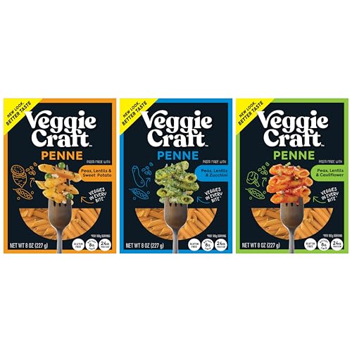 Veggiecraft Farms Variety Pack Penne Pasta - NEW BETTER TASTE - Gluten Free Pasta, Plant Based Penne Pasta, Sweet Potato, Cauliflower & Zucchini