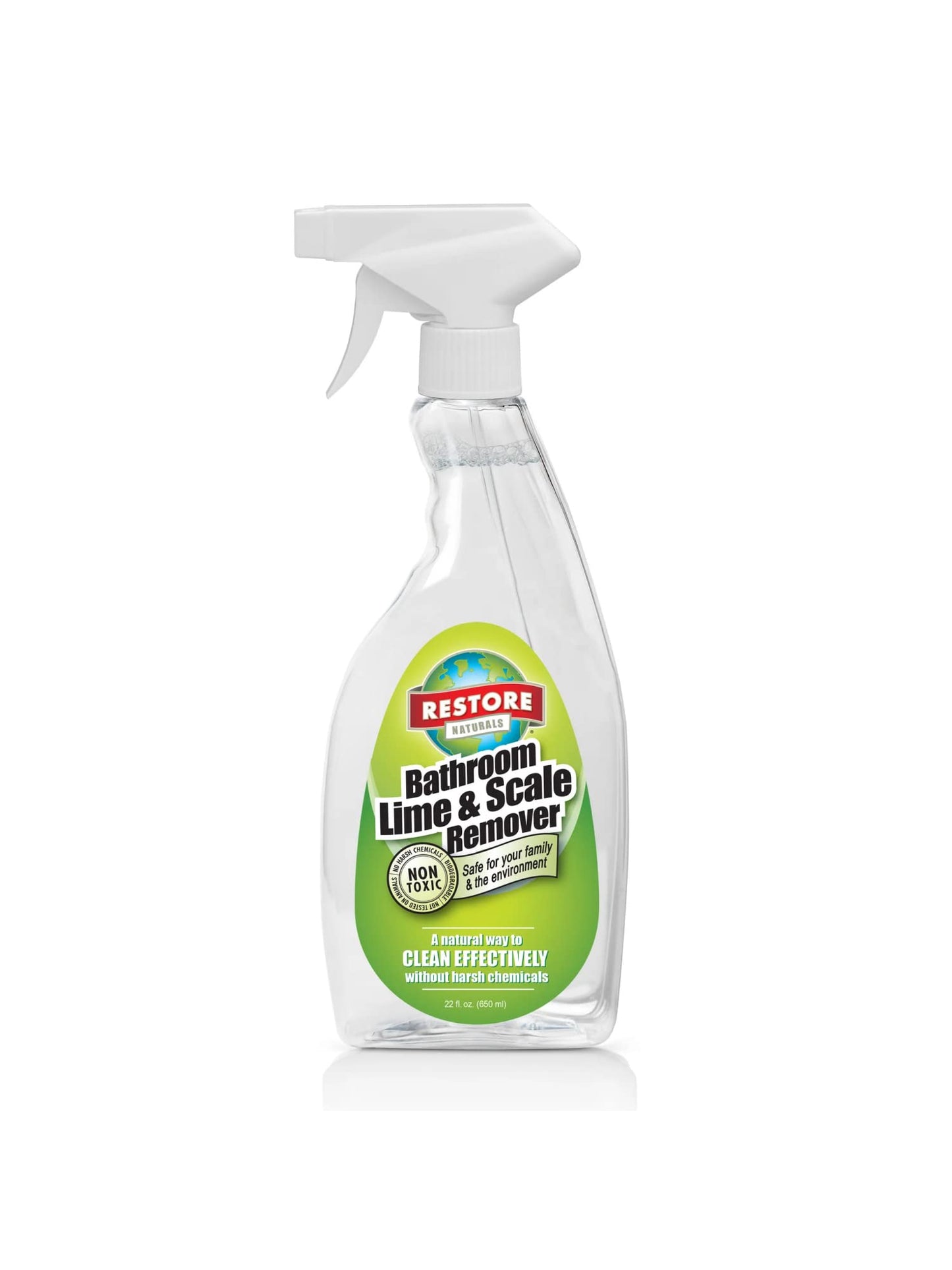 Restore Naturals Bathroom Lime and Scale Remover - 22 oz. - Bath Tub Cleaner | Hard Water Stain Remover | Soap Scum Remover for Shower | Bath room