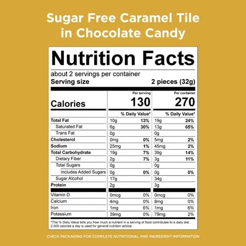 Sugar Free Caramel Premium Chocalate candy - 1 lb (16 oz, 32 Pcs) Bulk - Individually Wrapped Zero Sugar Caramel Dark Chocolate Car - Diabetic Sugar