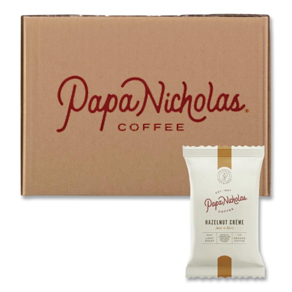 PapaNicholas Coffee 25187 Premium Coffee, Hazelnut Creme, 18/Carton
