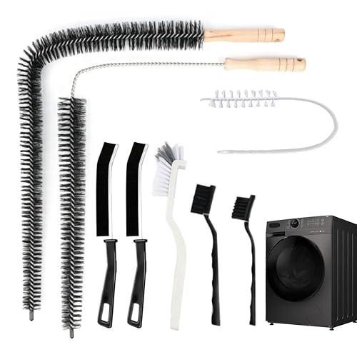 8-Piece Washing Machine Cleaning Brush Set, Dryer Vent Cleaner Kit, Front Load Washer Gasket Cleaner Brush, Crevice Gap Brush for Sink, Grout, Tile