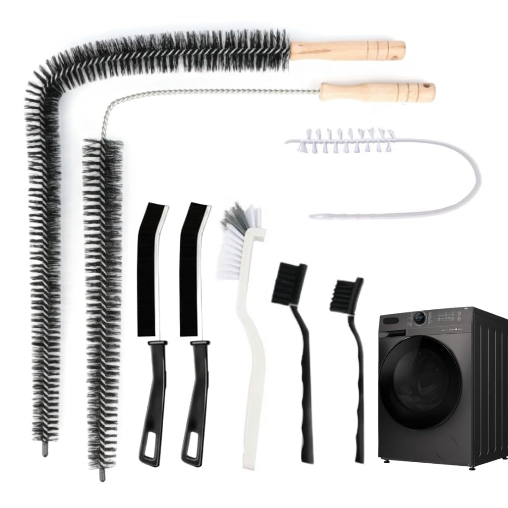 8-Piece Washing Machine Cleaning Brush Set, Dryer Vent Cleaner Kit, Front Load Washer Gasket Cleaner Brush, Crevice Gap Brush for Sink, Grout, Tile