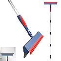 FibreDeep Floor Squeegee for Concrete Floor, 15.8" Large Heavy Duty Squeegee for Floor with 60" Adjustable Handle, 2-in-1 Silicone & EVA Blade