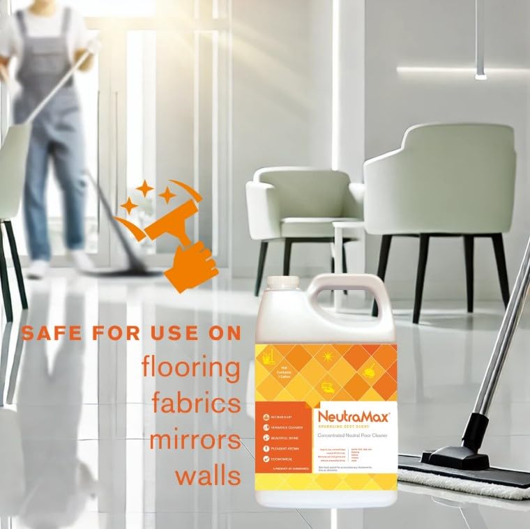 Jani-Source NeutraMax Sparkling Zest Scent Neutral Floor Cleaner - Concentrated, Streak-Free Shine, Residue-Free Formula, 1 Gallon