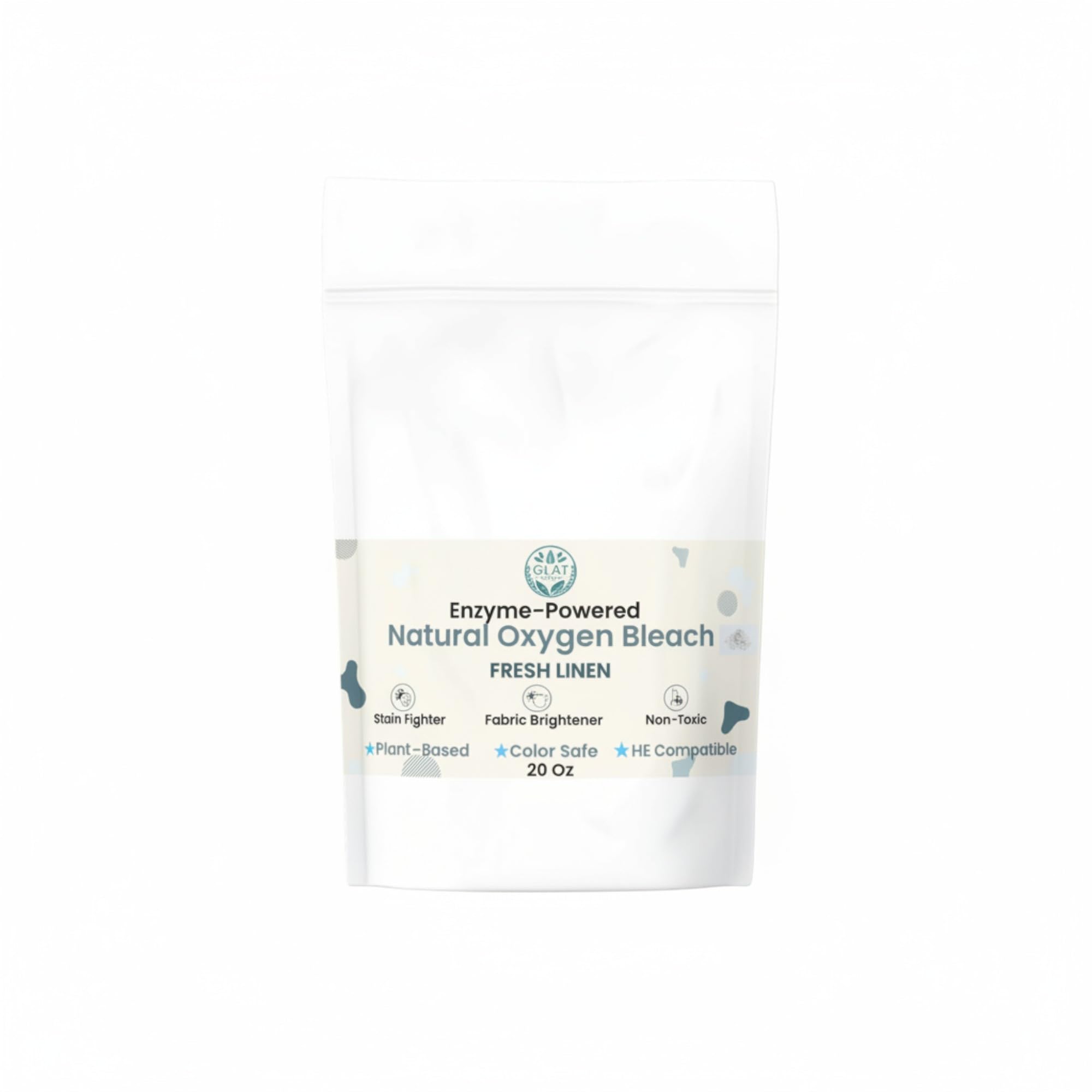 GLAT Group Enzyme-Powered Natural Oxygen Bleach (Powder) - Fresh Linen | Chlorine-Free Stain Remover & Laundry Whitener | Safe for Colors, Septic