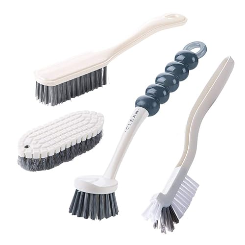 Multi-Purpose Scrub Brush Set - 4 Pack Kitchen Cleaning Brushes with Stiff Bristles for Dishes, Pots, Pans, Sink & Bottles - Dish Brush with Ergonomic