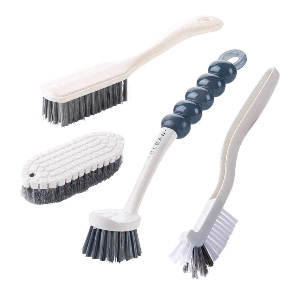 Multi-Purpose Scrub Brush Set - 4 Pack Kitchen Cleaning Brushes with Stiff Bristles for Dishes, Pots, Pans, Sink & Bottles - Dish Brush with Ergonomic