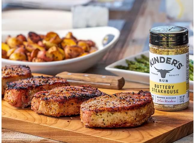 KINDERs Pantry Essentials Seasoning Set, 4-Pack, 10.5 oz The Blend, 9.5 oz Buttery Steakhouse, 9.5 oz Woodfired Garlic, 9.4 oz Butcher's All Purpose