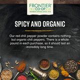 Frontier Co-op Organic Chili Powder, 1 lb Bulk Bag - Medium Roasted Red Chili Powder - Kosher, Non-Irradiated - Ground Capsicum Annuum for Cooking