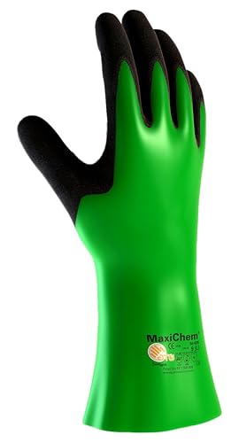 ATG 56-635/S Maxichem, Nylon/El Liner, Grn/Blk. Nitrile Blnd, Full Coat, 14 In. Green S