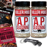 Killer Hogs AP Seasoning All Purpose Premium Barbecue Rub 2 pk (28 oz) + BBQ Guide & Bottle Opener (4 Items)!