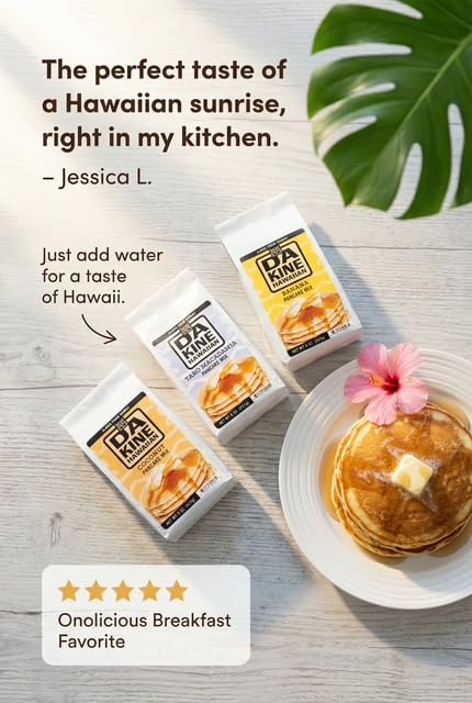 Da Kine Hawaiian Pancake Mix, Instant Pancake Mix Just Add Water, Pancake and Waffle Mix, Tropical Pancake Mix, Breakfast Pancake, Waffle & Baking Mixes - 8 oz (Coconut)