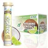 Zipfizz Daily Energy Drink Powder, Coconut Lime, 20 Pack | 3-in-1 Sustained Energy, Rapid Hydration, and Essential Vitamins | Sugar-Free | Electrolyte