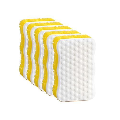Ampang Wave-Shaped Scrub Sponges for Kitchen Cleaning - Nano Sponge & High-Foam Seaweed Cotton, Non-Scratch, Dishwasher Safe, Ideal for Washing Dishes