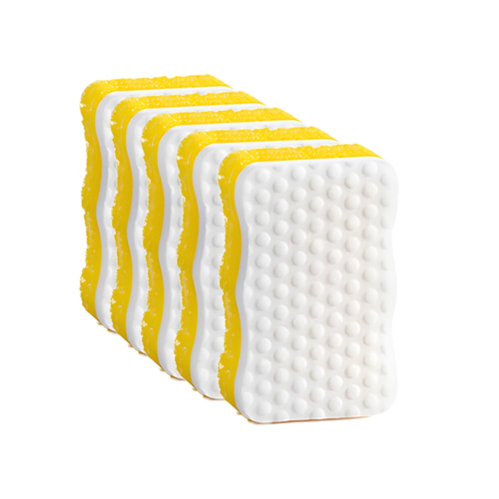 Ampang Wave-Shaped Scrub Sponges for Kitchen Cleaning - Nano Sponge & High-Foam Seaweed Cotton, Non-Scratch, Dishwasher Safe, Ideal for Washing Dishes