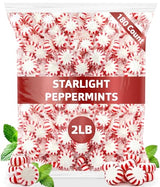 Bulk Starlight Peppermints Hard Candy - Approx. 180 Pieces, 2 lb Bag - Individually Wrapped Peppermint Discs for Parties, Candy Bowls & Holiday Treats