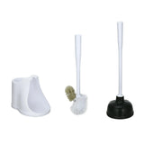 Toilet Plunger and Brush Set with Holder, 2-in-1 Heavy Duty Toilet Plunger & Durable Bowl Brush Combo, Bathroom Cleaning Kit with Modern Caddy Stand