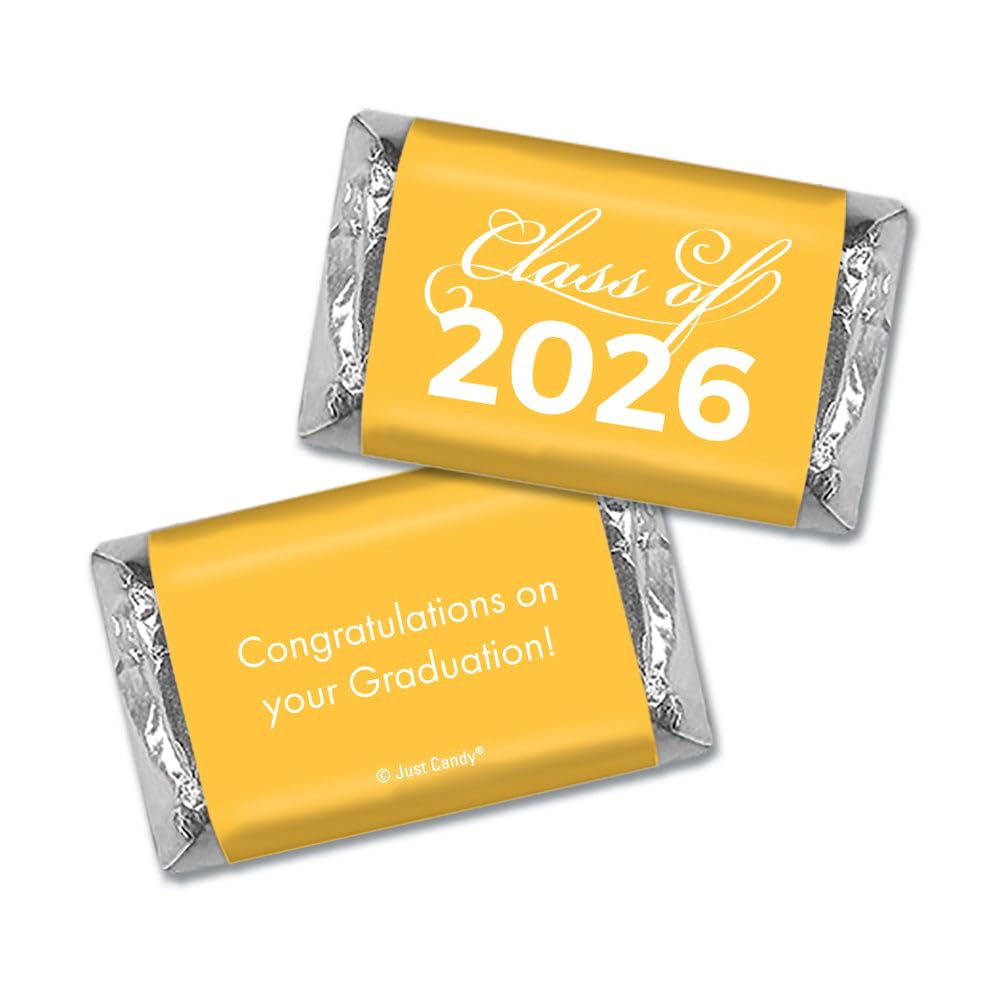 136 Pcs Yellow Graduation Class Of 2026 Wrapped Miniatures (2.5lb Bag)