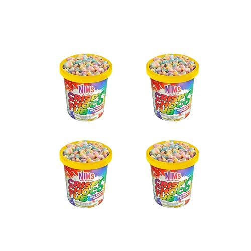 NIMS Crispy Choco Tub - Mixed Milk Chocolate & Crunchy Snack, Sweet Party Treat, Multi-Flavor Treat, 8.82 oz (250 gm), pack of 4 (Mini Rainbow Crunch)