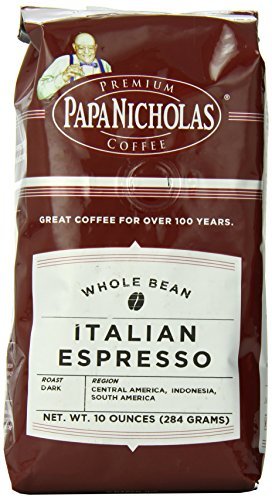 PapaNicholas Coffee Whole Bean Coffee, Italian Espresso | 10 Ounce | Extra Bold Dark Roast | Air Roasted 100% Arabica | Deep Cocoa Notes | Grind Fresh