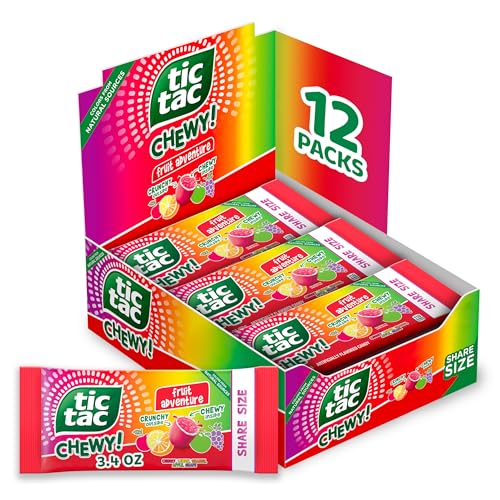 TIC TAC CHEWY! Fruit Adventure Candy, Bulk 12 Pack, Fruity Chewy Candy, Share Size, 3.04 oz Each (Packaging May Vary)