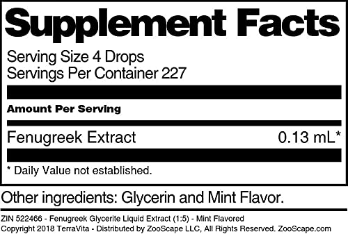 Fenugreek Glycerite Liquid Extract (1:5) - Mint Flavored (1 oz, ZIN: 522466) - 3 Pack