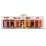 Artigiani dei Sapori “La Formaggeria” Cheese Condiment 4-Pack - Sweet Tropea Onion Jam, Chili Jam, Chestnut Honey & Mixed Berries Jam (1.3 oz x 4)