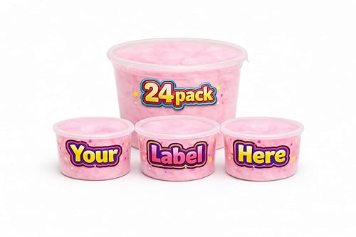 Cotton Candy Tubs - Customizable - 24-Pack (1.25 oz ea) | PINK STRAWBERRY | Sticker-Ready Party Favors, Gifts | Lupy Lups!
