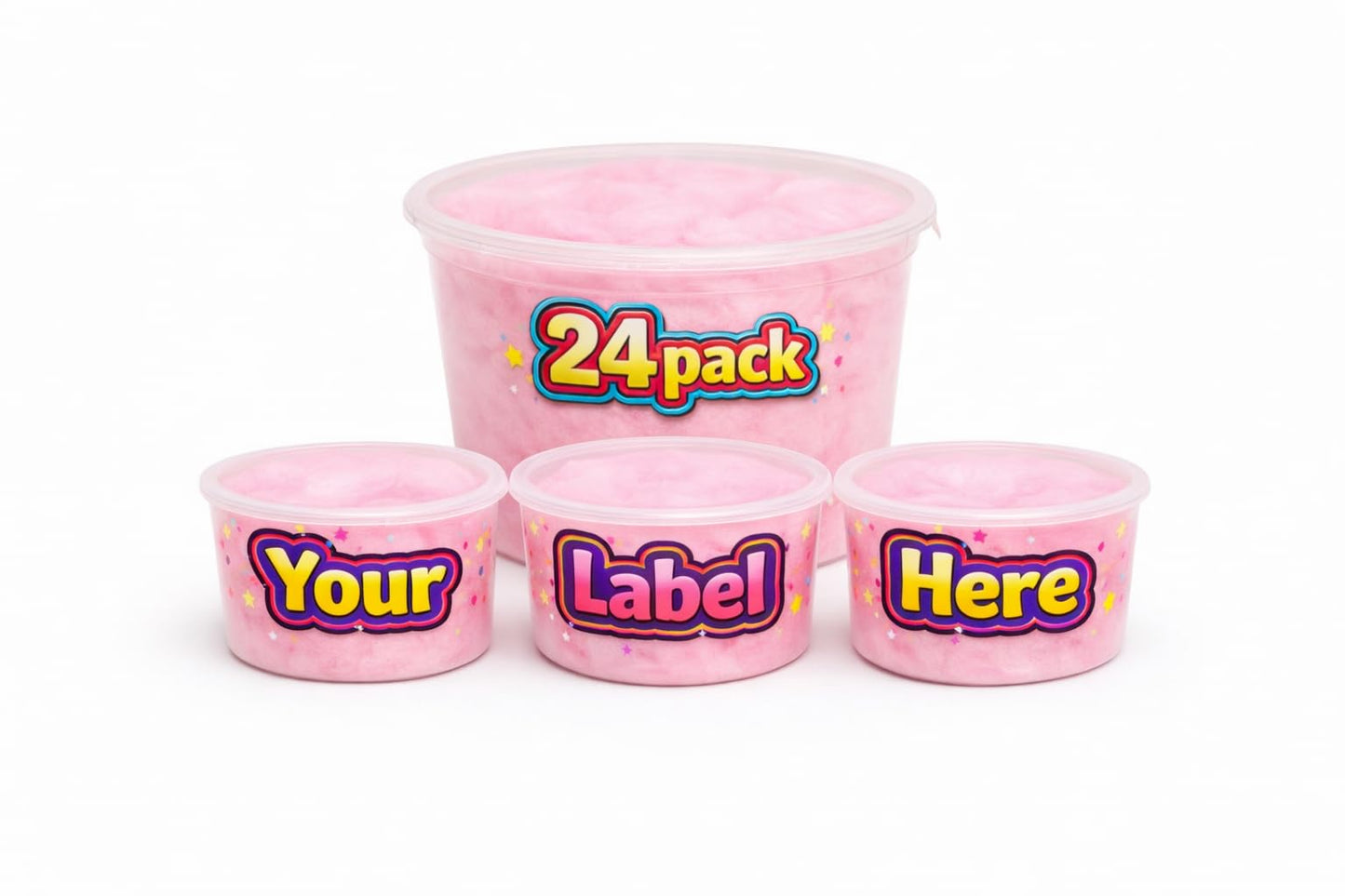 Cotton Candy Tubs - Customizable - 24-Pack (1.25 oz ea) | PINK STRAWBERRY | Sticker-Ready Party Favors, Gifts | Lupy Lups!