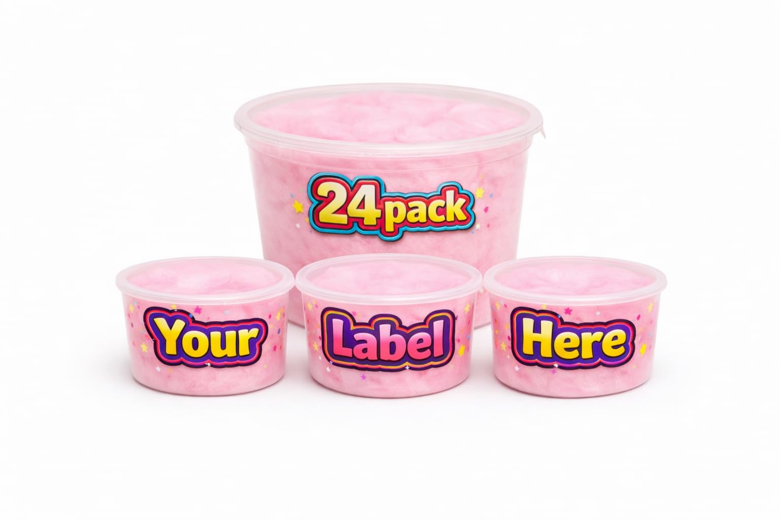 Cotton Candy Tubs - Customizable - 24-Pack (1.25 oz ea) | PINK STRAWBERRY | Sticker-Ready Party Favors, Gifts | Lupy Lups!