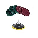DUOSHIDA 5 Inch Drill Powered Brush Tile Scrubber Scouring Pads Cleaning Kit, 2 Different Stiffness, 5-Inch Disc Pad Holder with 6 Scrubbing Pads
