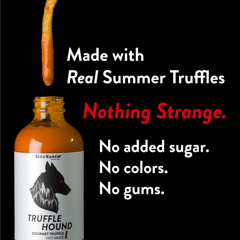 Seed Ranch Gourmet Truffle Hound Hot Sauce, 2 Pack, Medium Heat - Spicy & Savory Truffle Hot Sauce with Chile de Arbol, Ghost Pepper & Garlic, Vegan