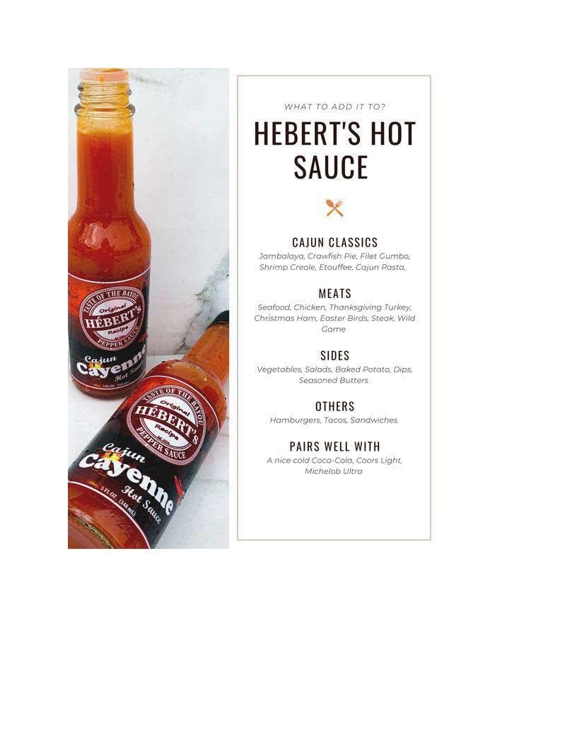 HÉBERT's Cajun Cayenne Hot Sauce - Bold flavor, mild heat! 5oz Glass Bottle