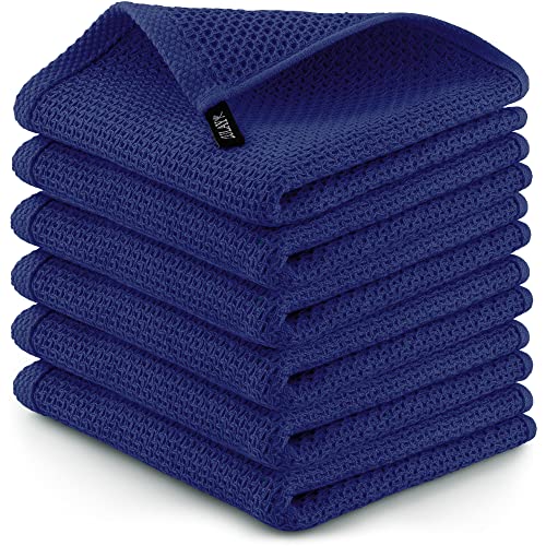 Zulay Kitchen Towels 6 Pack 100% Cotton Waffle Weave - 12x12” Super Absorbent Dish Towels for Kitchen - Reusable Kitchen Towels for Washing Dishes