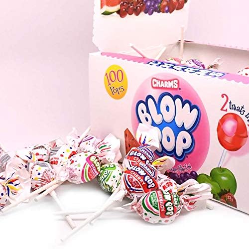 Charms Blow Pop Lollipops - Individually Wrapped Dual Candy and Gum Suckers - Peanut Free, Gluten Free - Bulk Treat for Kids and Adults - Assorted