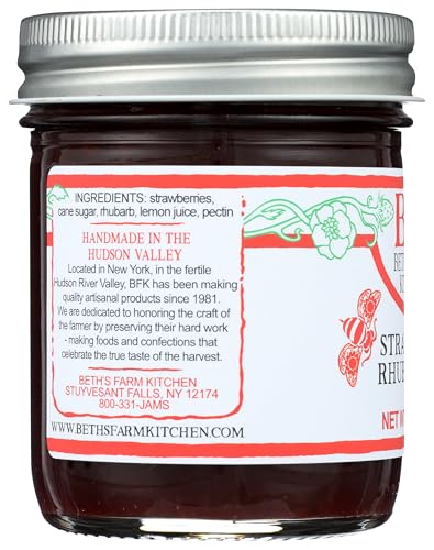 BETHS FARM KITCHEN Strawberry Rhubarb Jam., 8 OZ