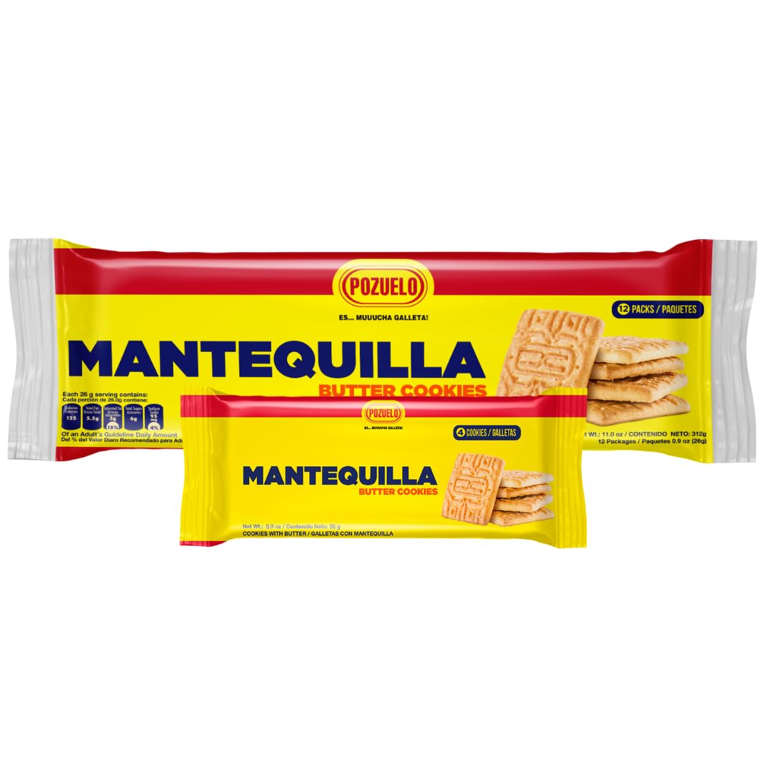 Pozuelo Mantequilla Butter Cookies | Made with Real Butter | Great with Coffee | 11.0 OZ (Pack of 3)