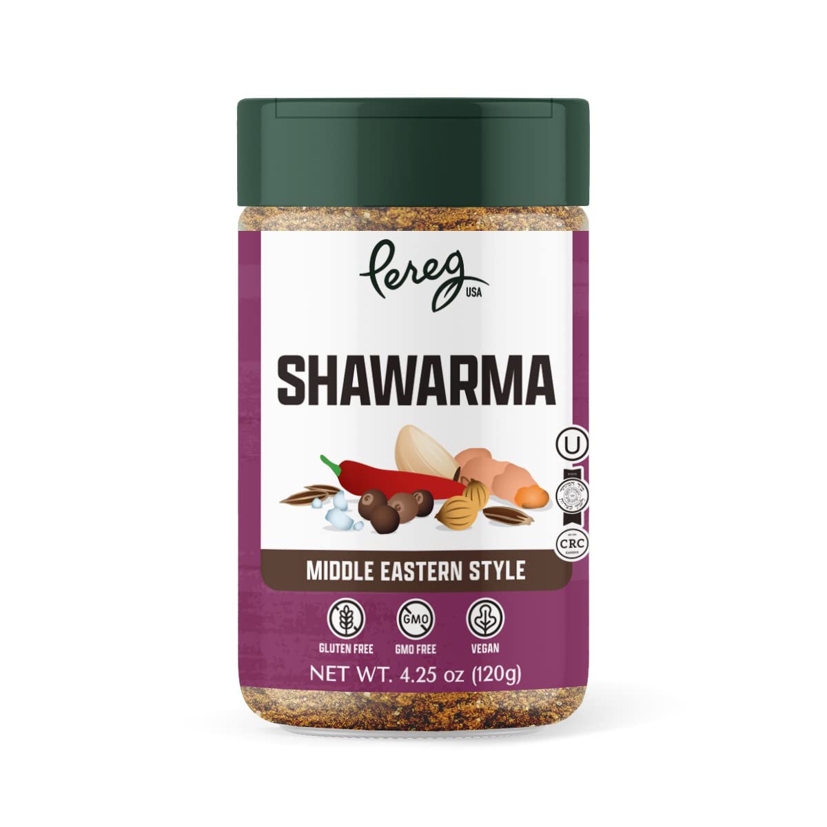 Pereg Shawarma Spice Seasoning (4.25 Oz) - Spice Rub for Meat, Beef, Gyro & Poultry - Grill Flavor - Middle Eastern Spice Mix - Mediterranean