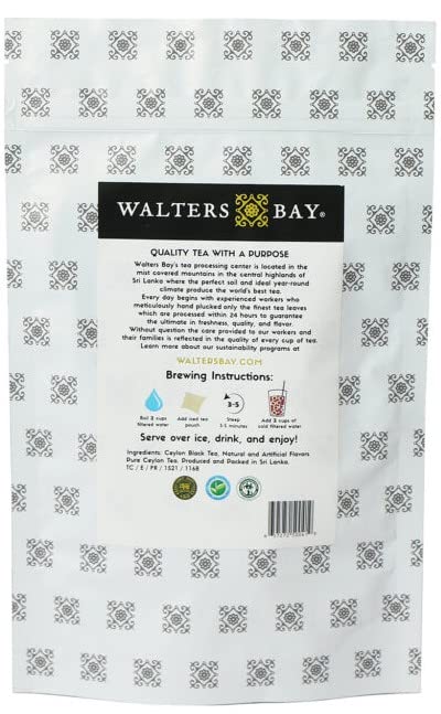 Walters Bay Blueberry Pomegranate Iced Tea, 12 Count, Quart Sized Tea Bags, Ceylon Black Tea, Unsweetened, Wild Blueberry Pomegranate Flavor, 100%
