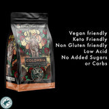 Bones Coffee Company Colombia Single-Origin Coffee, Almonds, Dried Fruit, Vanilla Notes, Flavored Ground Coffee, Medium Roast Low Acid Arabica Beans