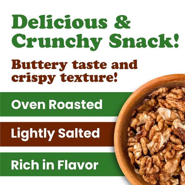 Food to Live Organic Dry Roasted Walnut Halves and Pieces with Himalayan Salt, 8 Ounces - Oven Toasted, Lightly Salted, Great for Baking and Cooking